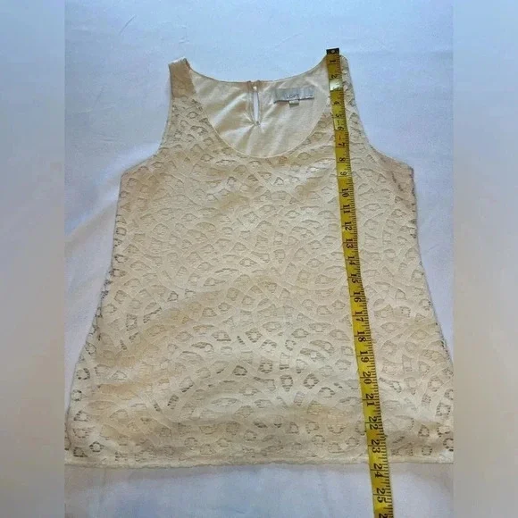 Anne Taylor LOFT Cream Crochet Sleeveless Tunic Top - Size Small Petite - Picture 11 of 11